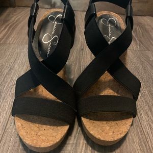 Jessica Simpson black wedges. Size 6